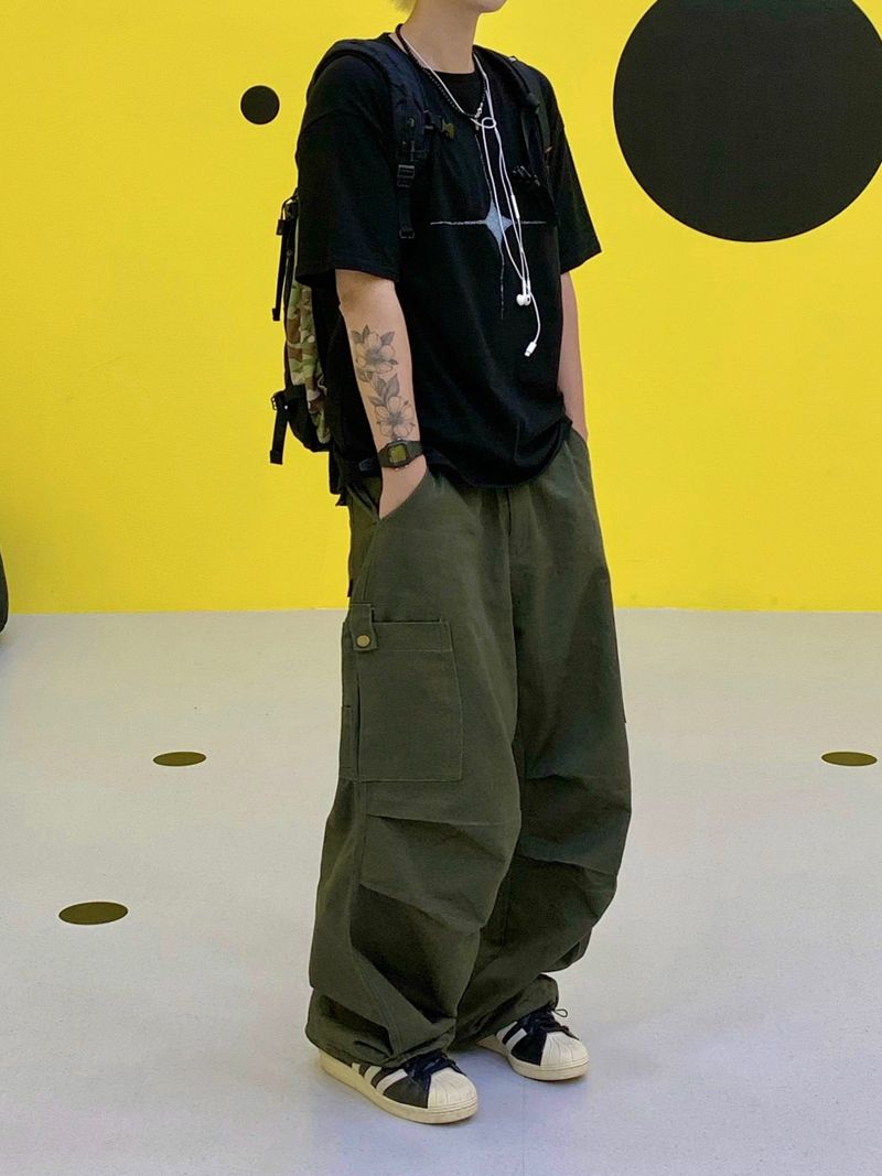 Patched Cotton American Carge Pants 2C