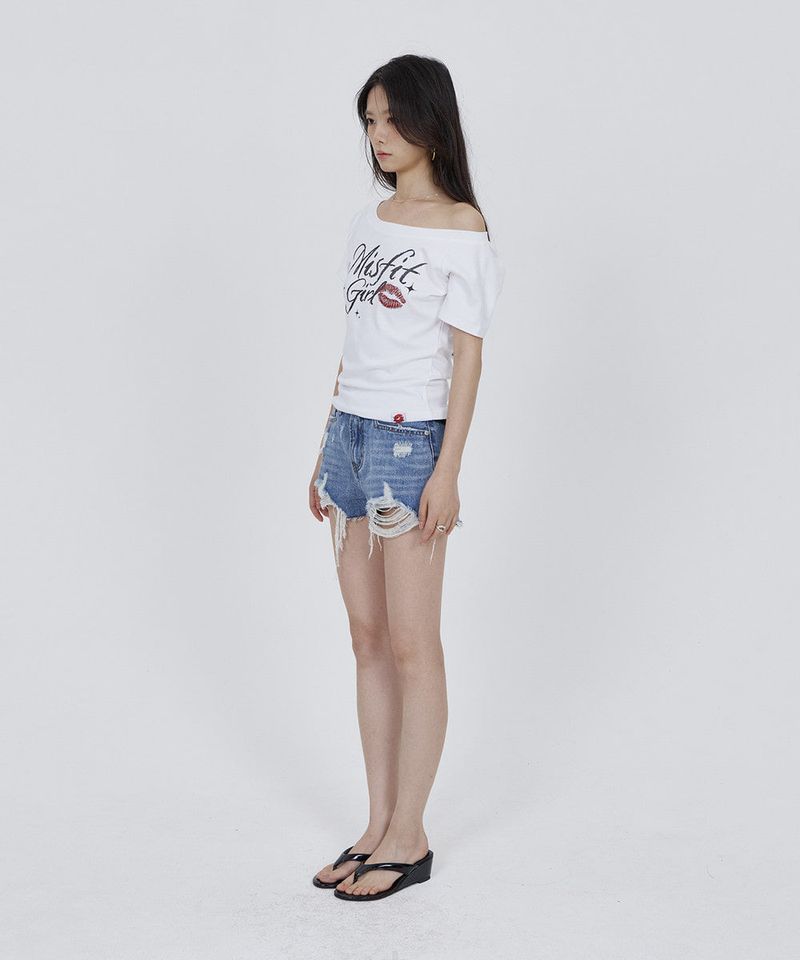 CONY VINTAGE DESTROYED DENIM SHORTS