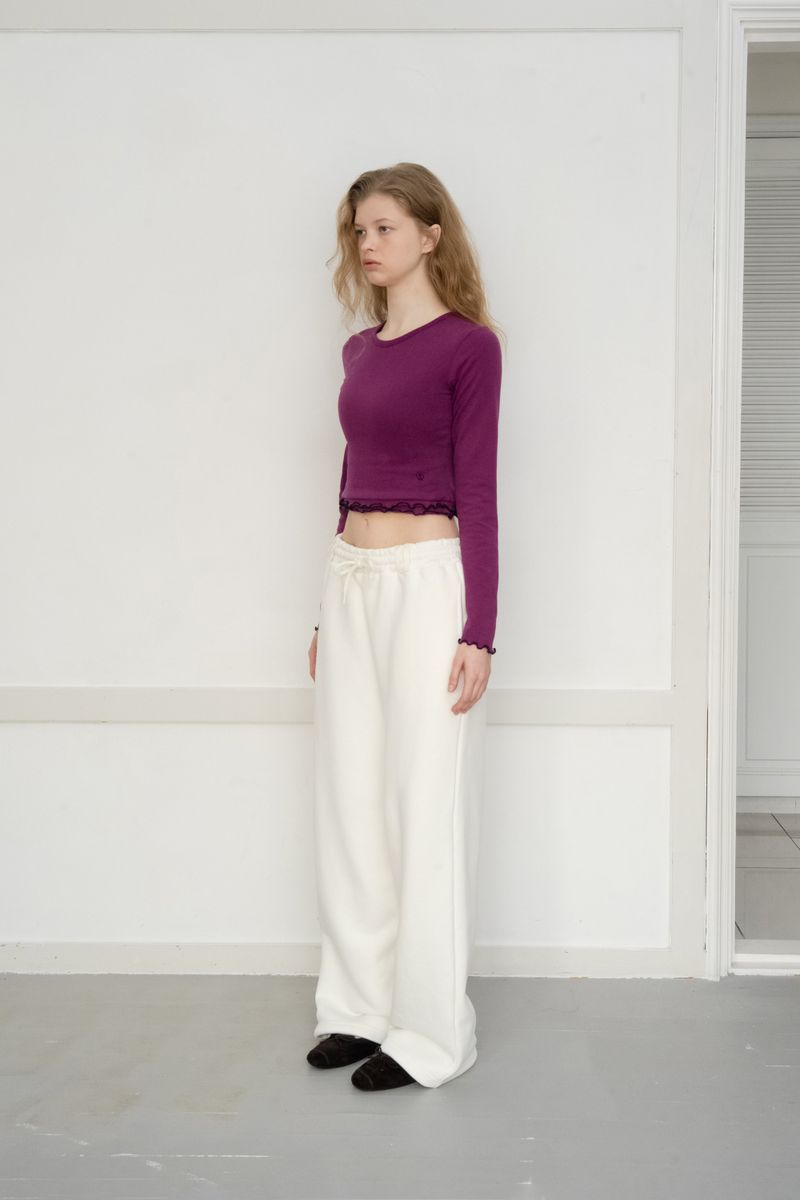 Frill crop t-shirt_purple