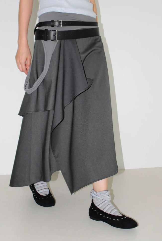UNBALANCE WRAP LAYERED SKIRT