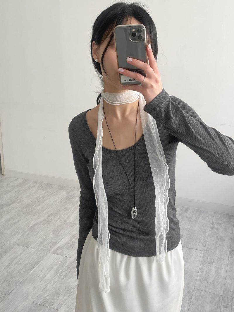 Dot Chiffon Long Muffler