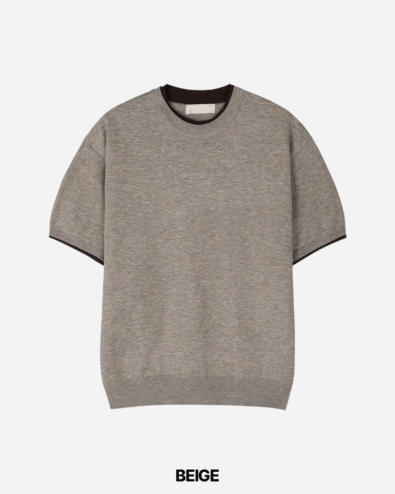 Welt Crop Short Sleeve Knit