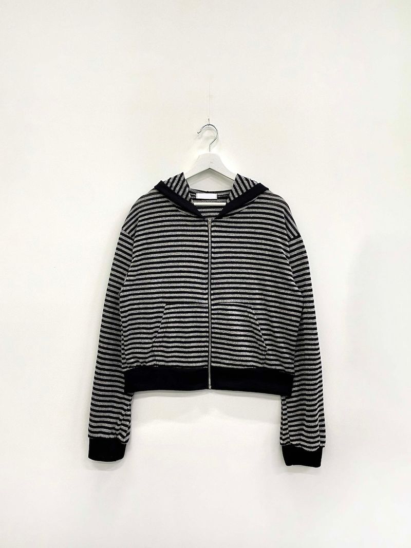 Stripe Summer Boucle Hood Zip-Up (3c)  