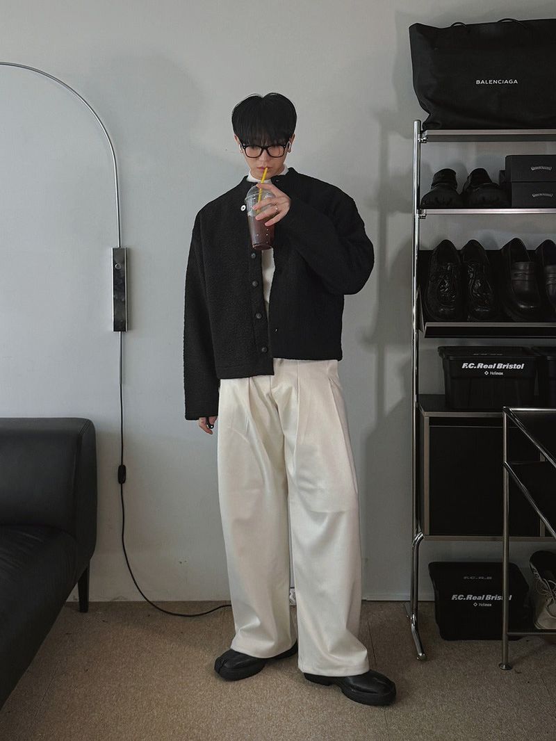 ASCLO Wool Deep Tuck Wide Slacks (3color)
