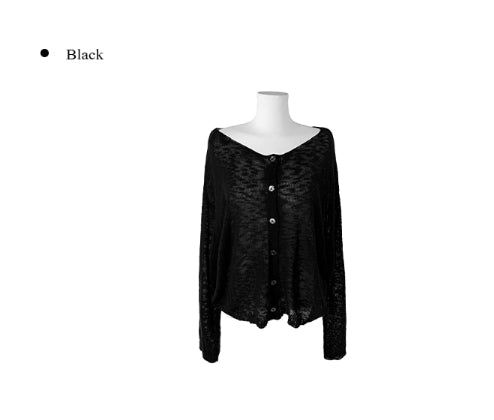Buki Reversible See-Through Button Knit Cardigan