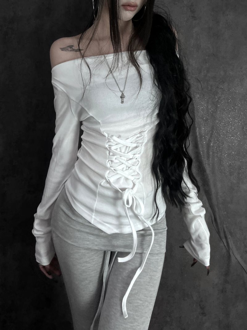 basic corset off-shoulder T (2color)