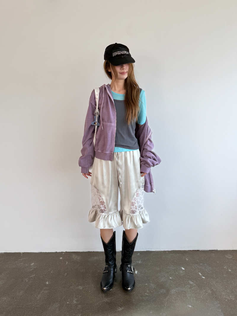 pigment crop hood zip up 