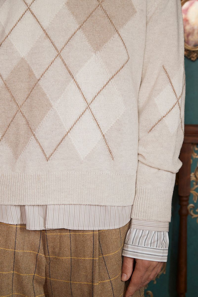 ARGYLE WOOL KNIT / OATMEAL