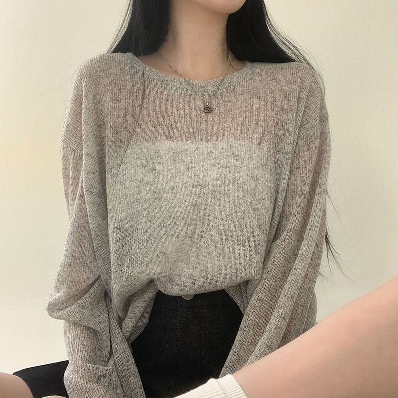 [Bellide made] See-through Bookle Linen Summer Knit T-shirt
