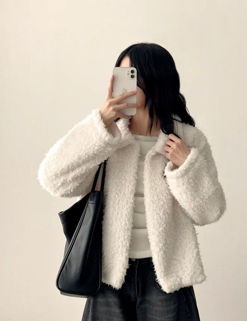Cyan collar neck popgle short jacket