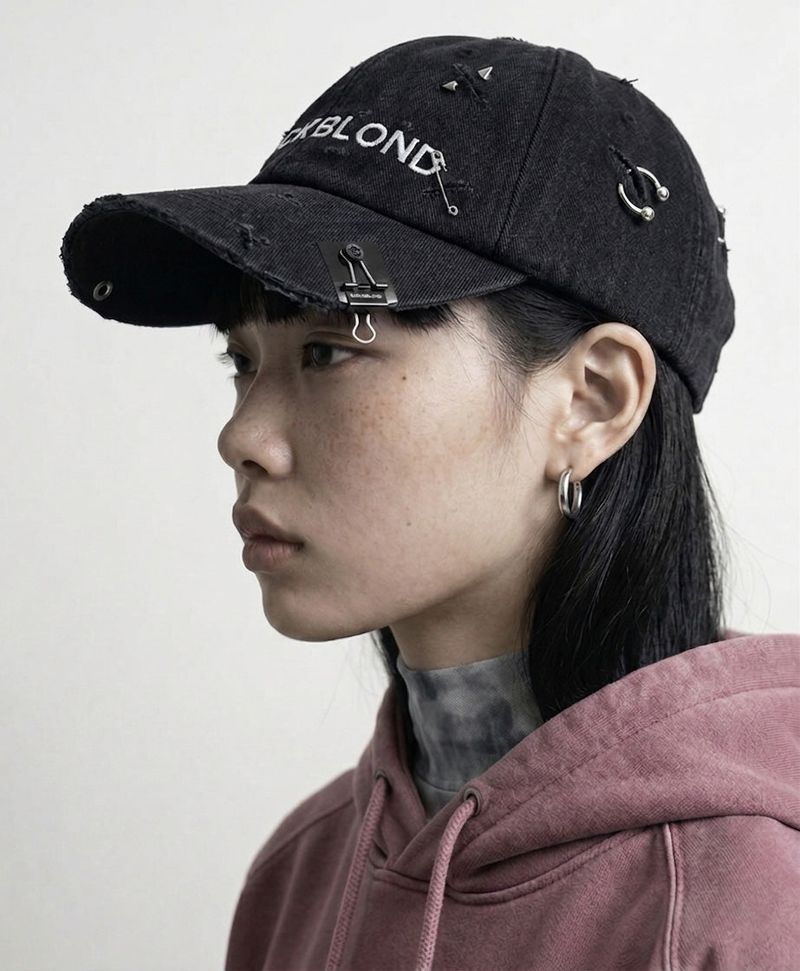 BBD Ripped Piercing Custom Denim Cap (Black)