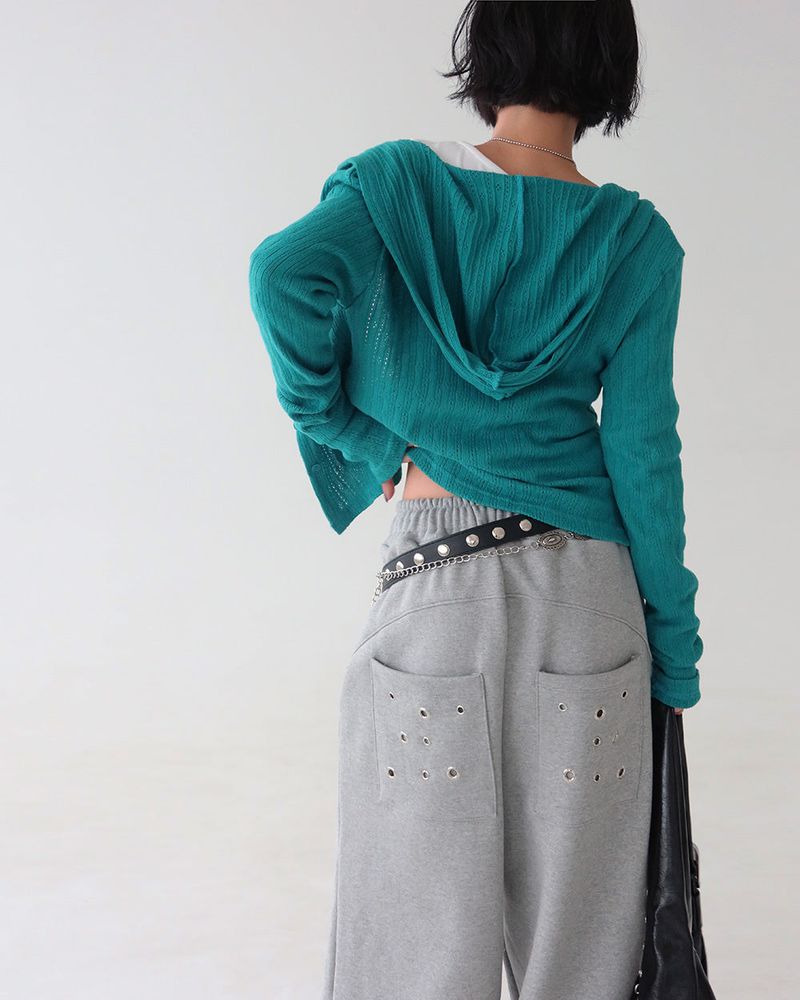 Punching eyelet string wide pants