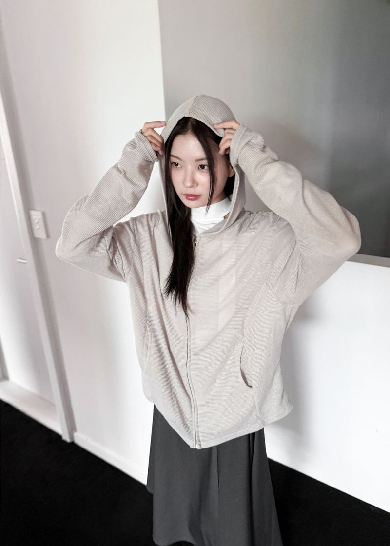 SOFT KNIT HOOD ZIP-UP