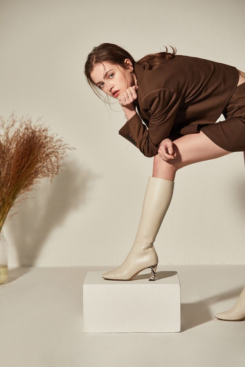 Square Long Boots_Cream