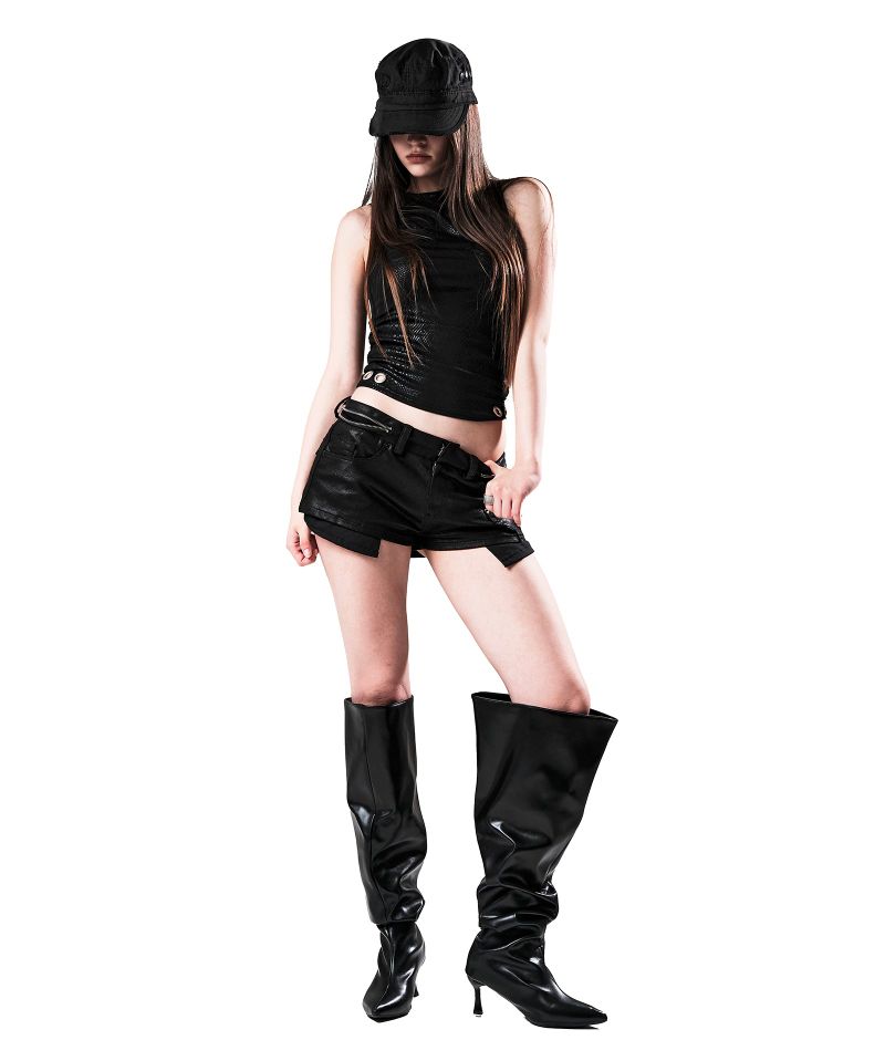 GLOW DENIM HOT PANTS BLACK
