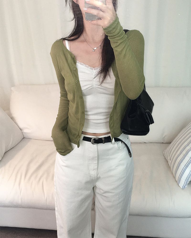 Modal lace shirring cropped sleeveless shirt (3 colors)