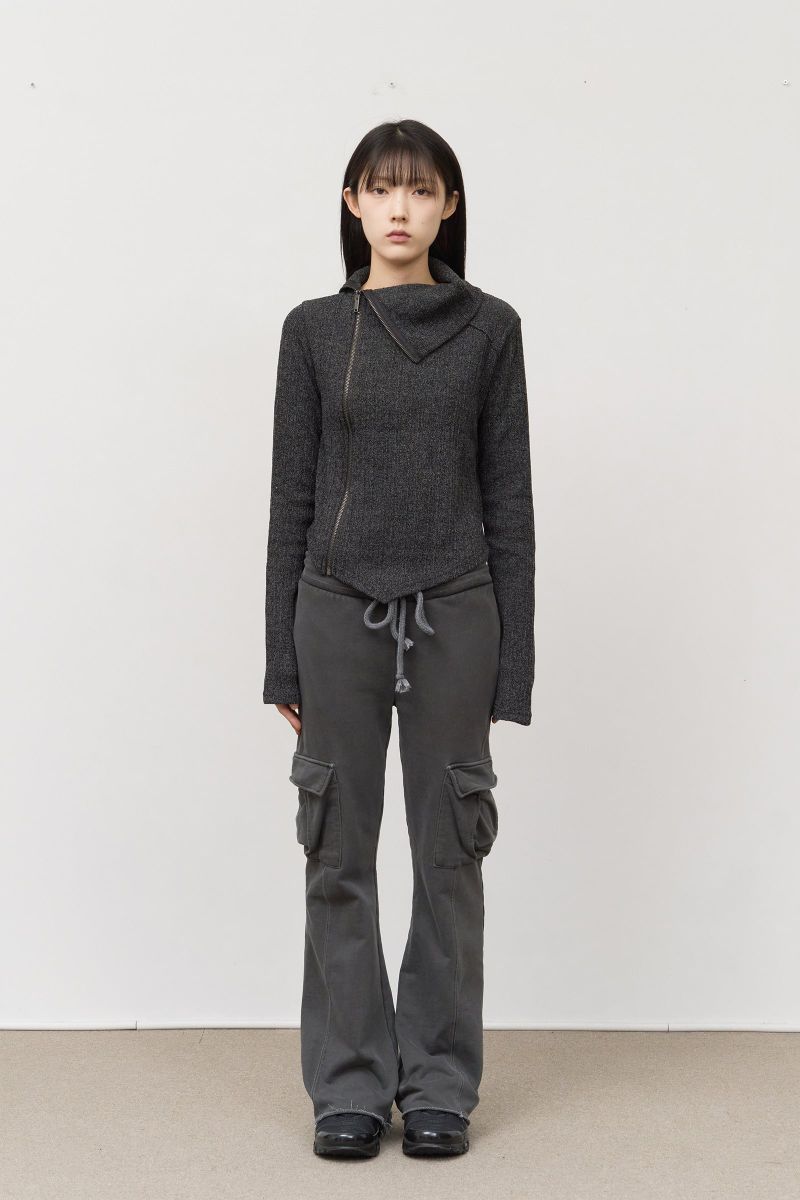 (W) Shield Slash Knitted Zip Up