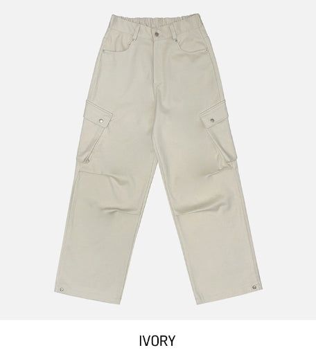 [wool20%] Cain pintuck snap wool cargo pants