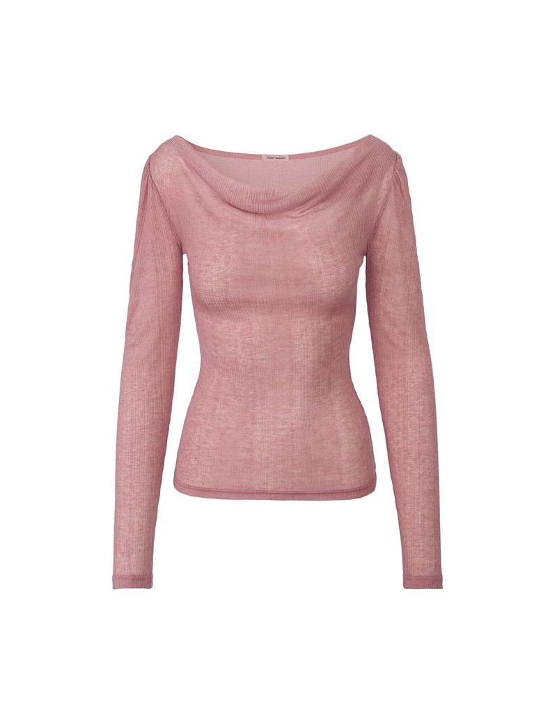 Shirring Cowl Neck Blouse (ROSEPINK)