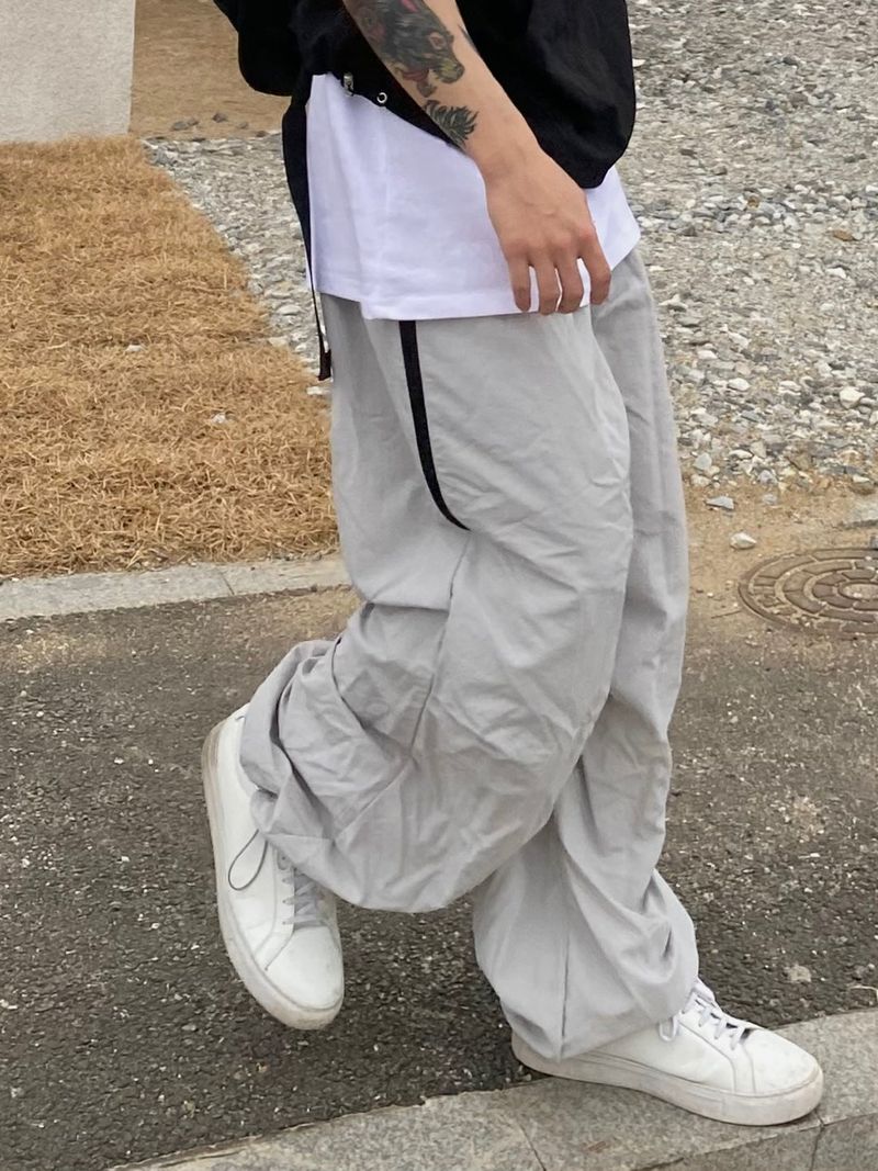 Coloration zipper nylon pants 2C