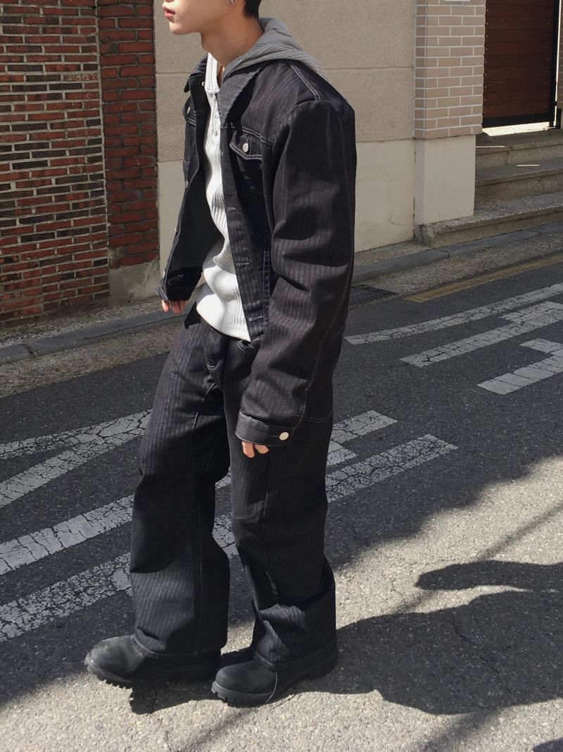 [SET] Aubert Non-Faded Wrap Denim Jacket 2C