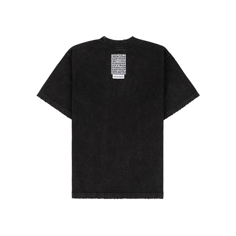 ash-washed logo T-shirt (BLACK)