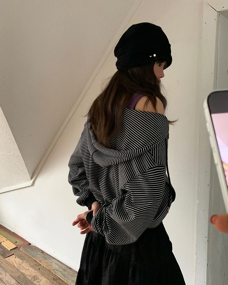 BEIDELLI（ベイデリー）の「[ORIGINAL] Clover Stripe Hood Zip-Up（Tops）」