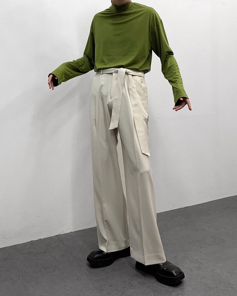 FL Belted Side Banding Wide Slacks (4 colors)