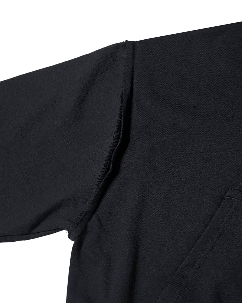 CUTTING CROP HOODIE ZIPUP_BLACK