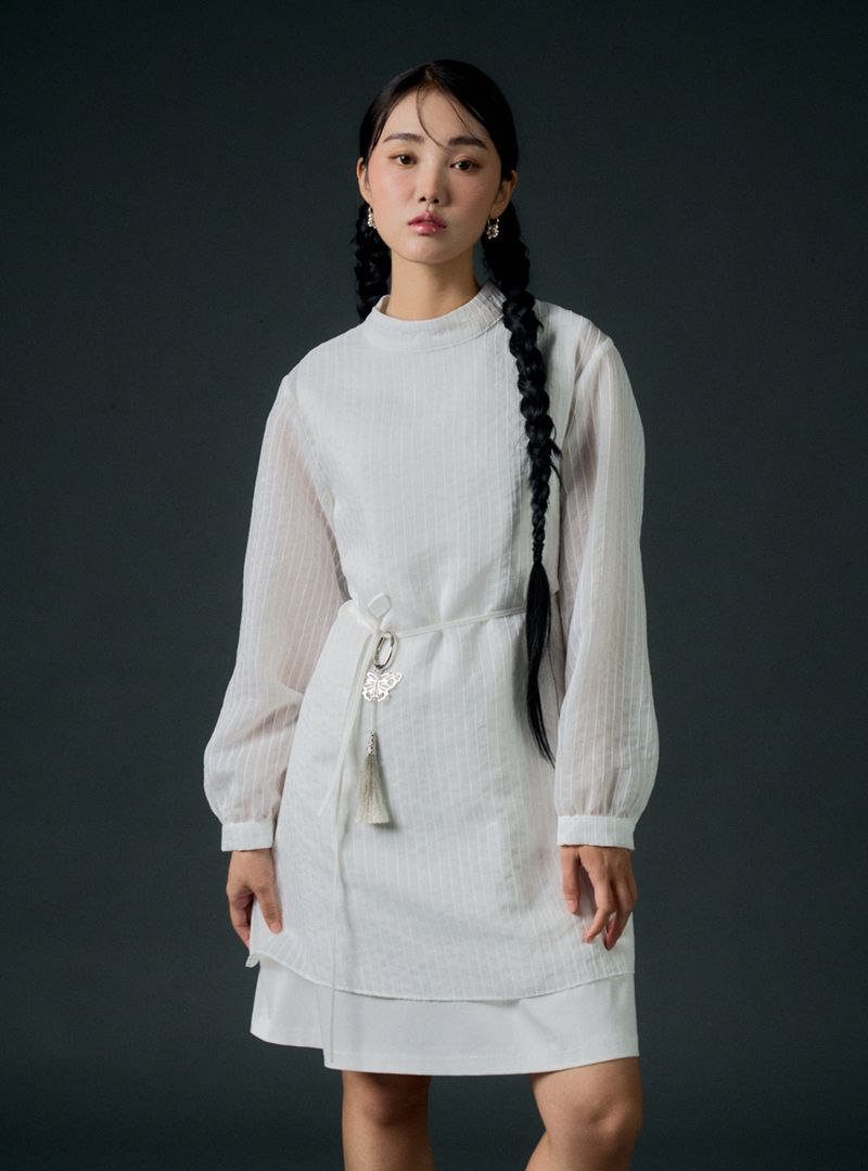 Pinny layered dress (white)