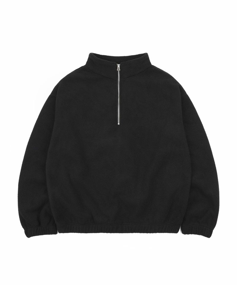 EASY NO EASY（イージーノーイージー）の「Oversized fleece half-zip - Black（Tops）」