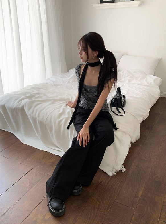 T-Shion Rivet Pocket Banding Bootcut Pants