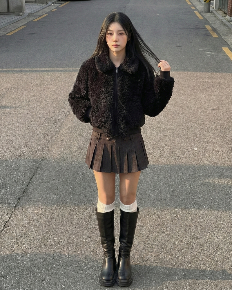 Wool pleated skirt