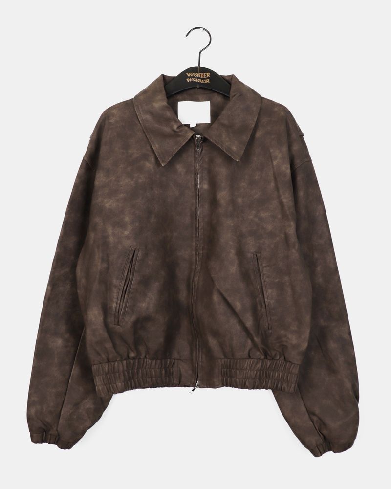 [2 size] Timber Vintage-Washed Leather Jacket
