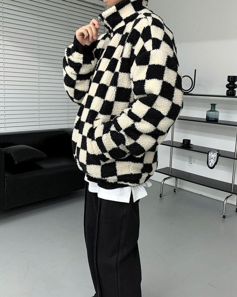 UI Wool Check Turtleneck Zip-Up (2 colors)