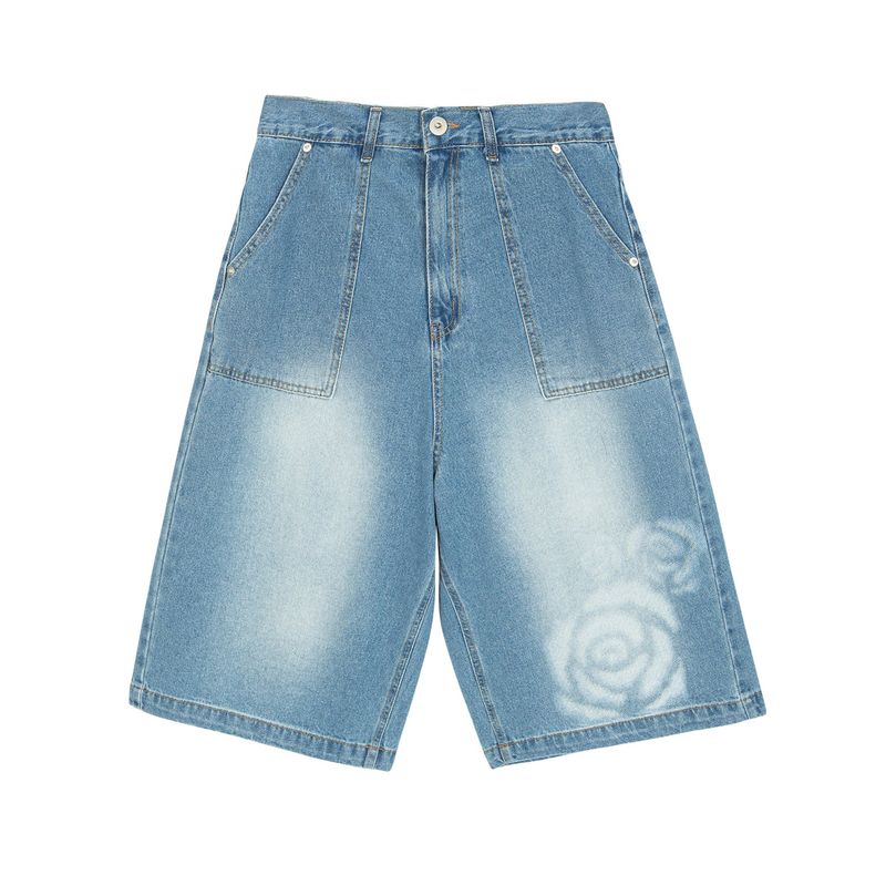 Fire Rose Bermuda Denim Pants Blue