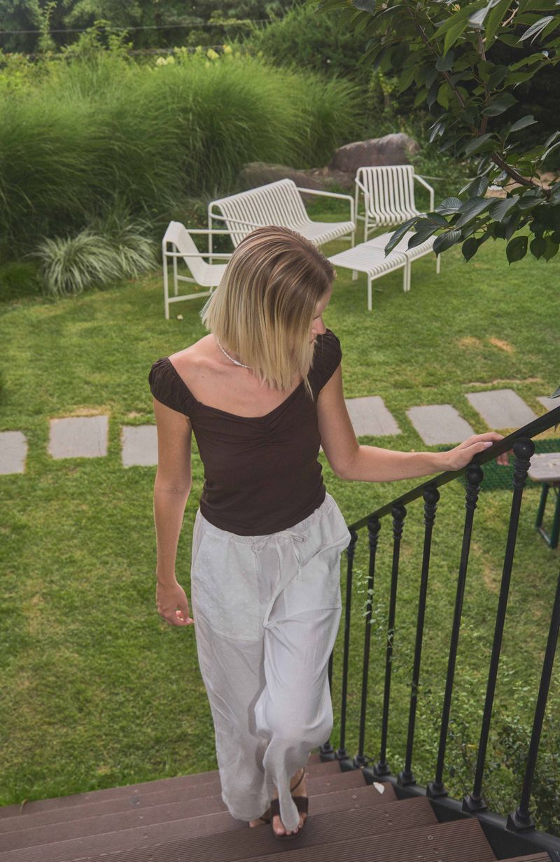 EMBROIDERY POCKET LINEN PANTS / WHITE