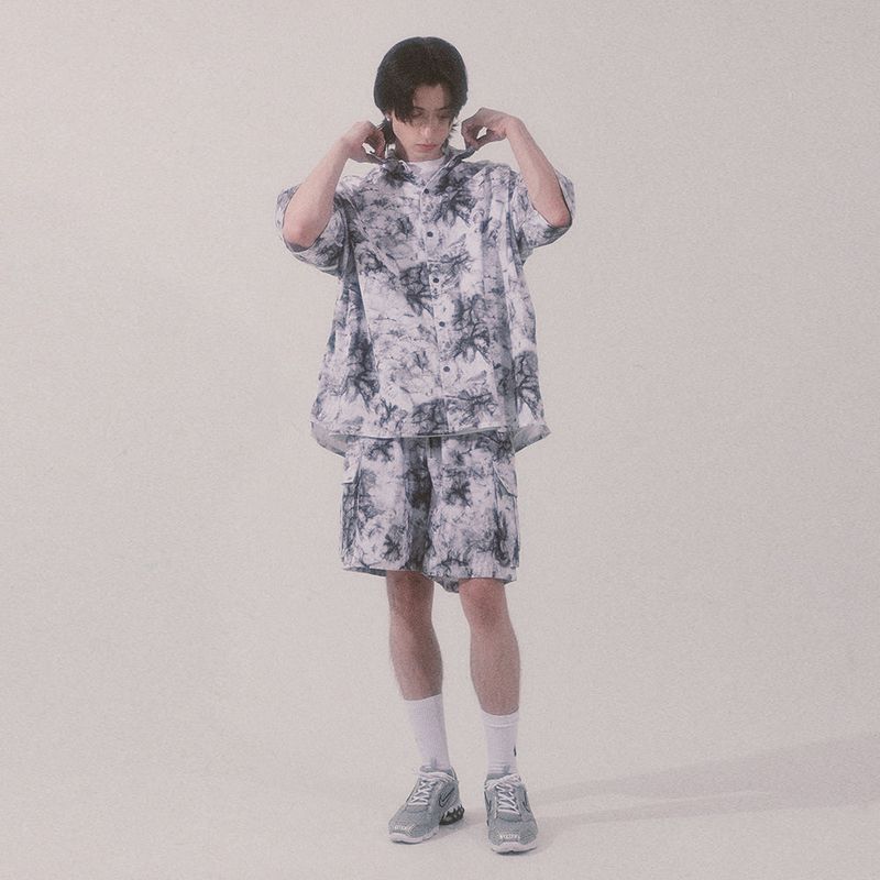 tie-dye half sleeve shirt_white