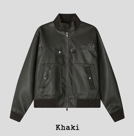 ビオディハイネックレザージャケット