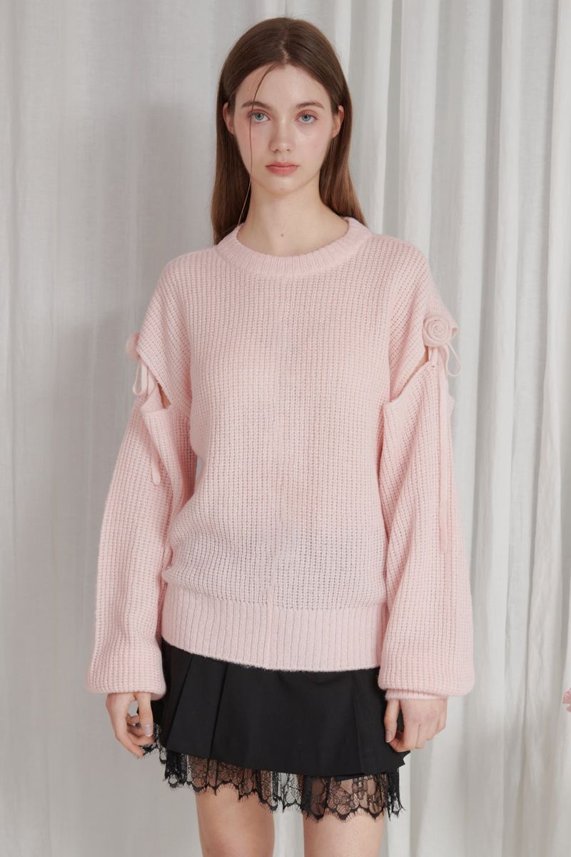 PAIN OR PLEASURE（ペインオアプレジャー）の「ROSE CUT OUT KNIT pink（Tops）」