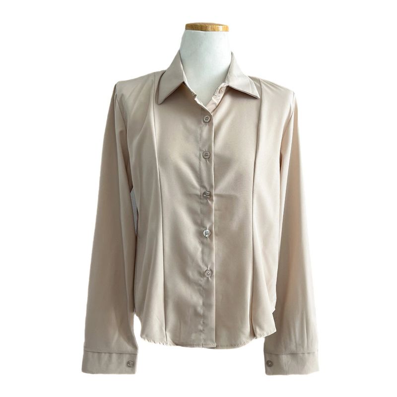 Soft Palette Panel-Cut Collar Shirt Blouse