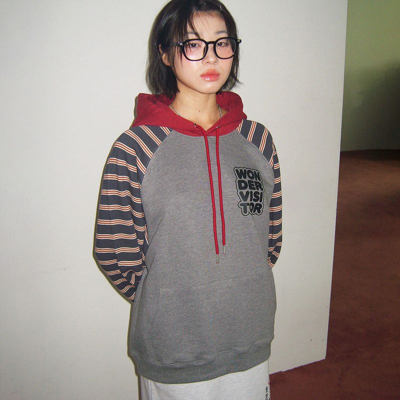 Logo mixed Raglan Hoodie [2 color]