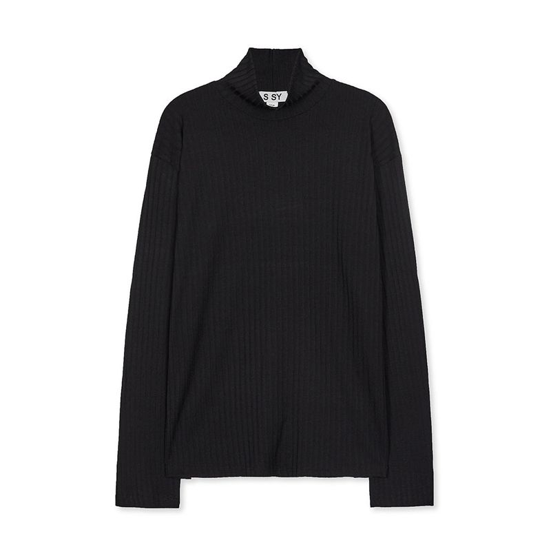 harris silky turtle neck long sleeve black