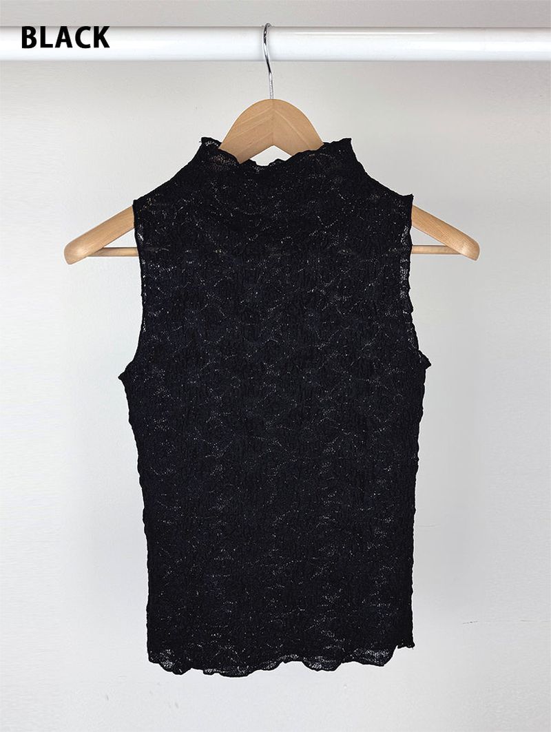 FLOWER LACE HALF-NECK SLEEVELESS (3C)
