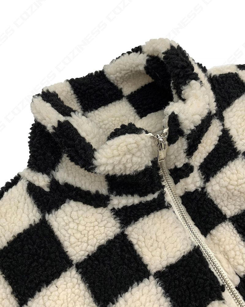 UI Wool Check Turtleneck Zip-Up (2 colors)