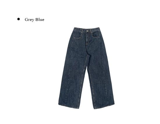 Ring-on Cut Washing Denim Wide Pants