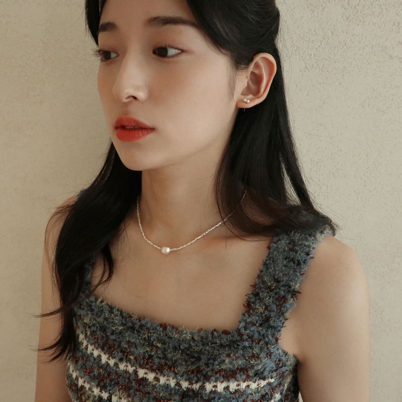 [single earring]14K gold twin pearl earring