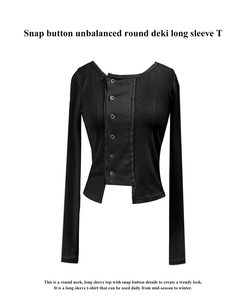 GUSTA（グスタ）の「Snap Button Unbuttoned Round Dekki Long Sleeve T (3 Colors)（Tops）」