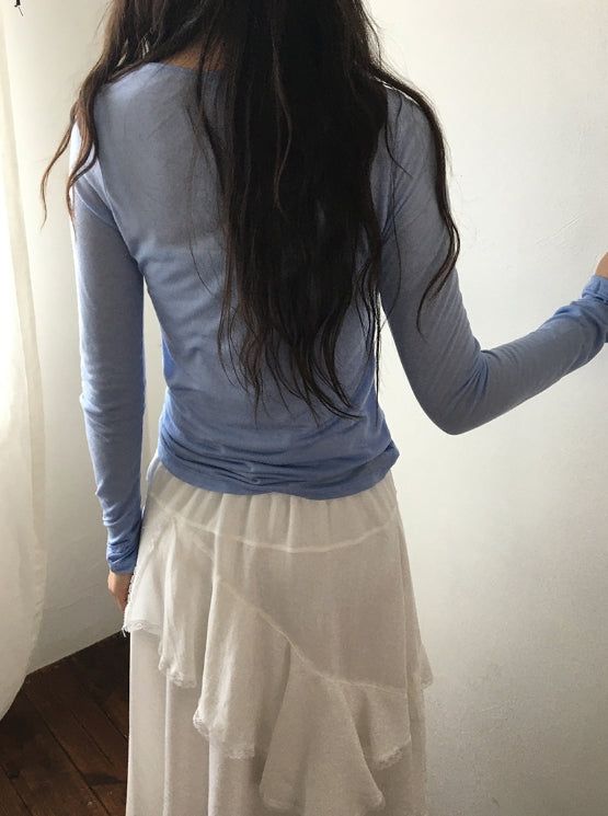 Kadohi Tencel Basic Layered Long Sleeve Tee