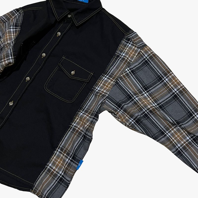 check block cotton shirt_black